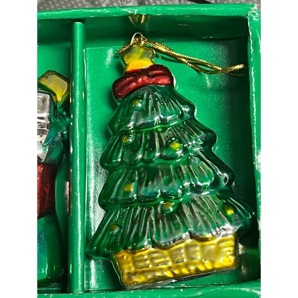 2 pc Springwater 3164 Christmas glass ornaments Tree Stocking Vintage vtg BOX - Picture 4 of 9